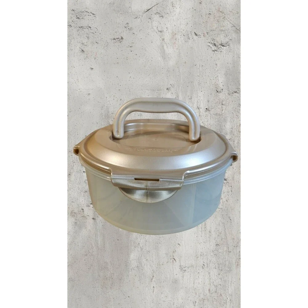 Lock & Lock Round Divided Food Storage Container Handle Lid BPA Free Organizer